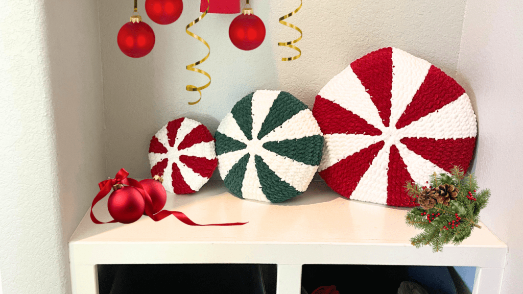 crochet peppermint pillows